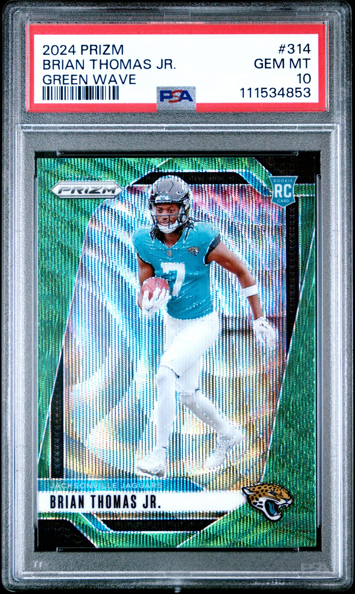 2024 Panini Prizm Brian Thomas Jr. #314 (Green Wave) Gem Mt 10 front