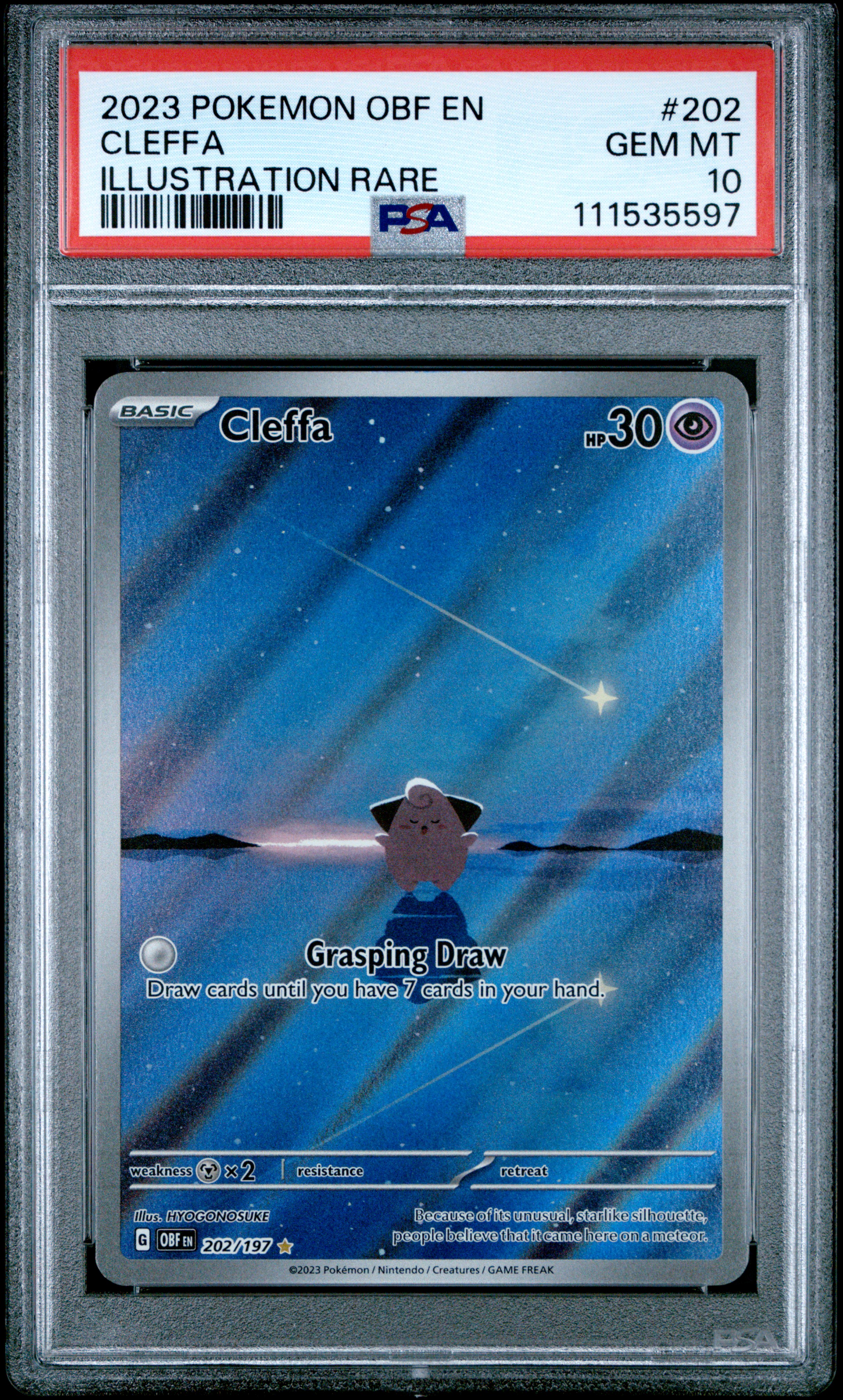 2023 #202 Cleffa PSA 10 Obf EN-Obsidian Flames