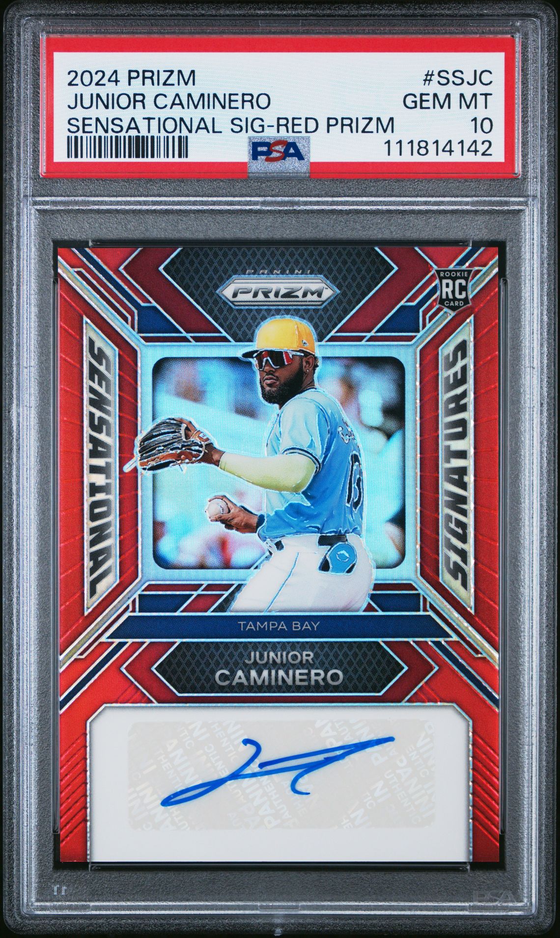 2024 Panini PANINI PRIZM SENSATIONAL SIGNATURES Red Prizm Junior Caminero front