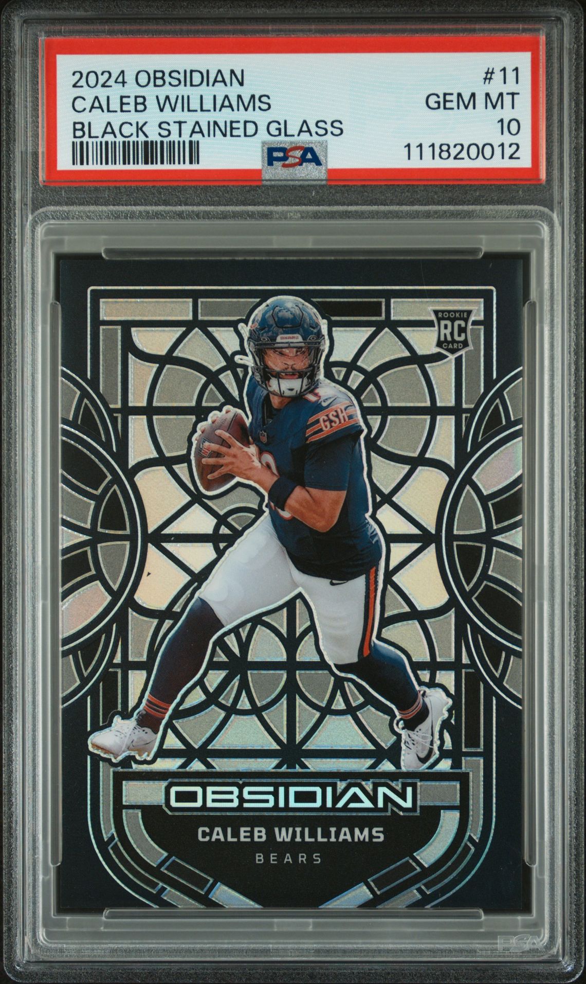 2024 Panini Obsidian Black Stained Glass Caleb Williams #11 Gem Mt 10 front