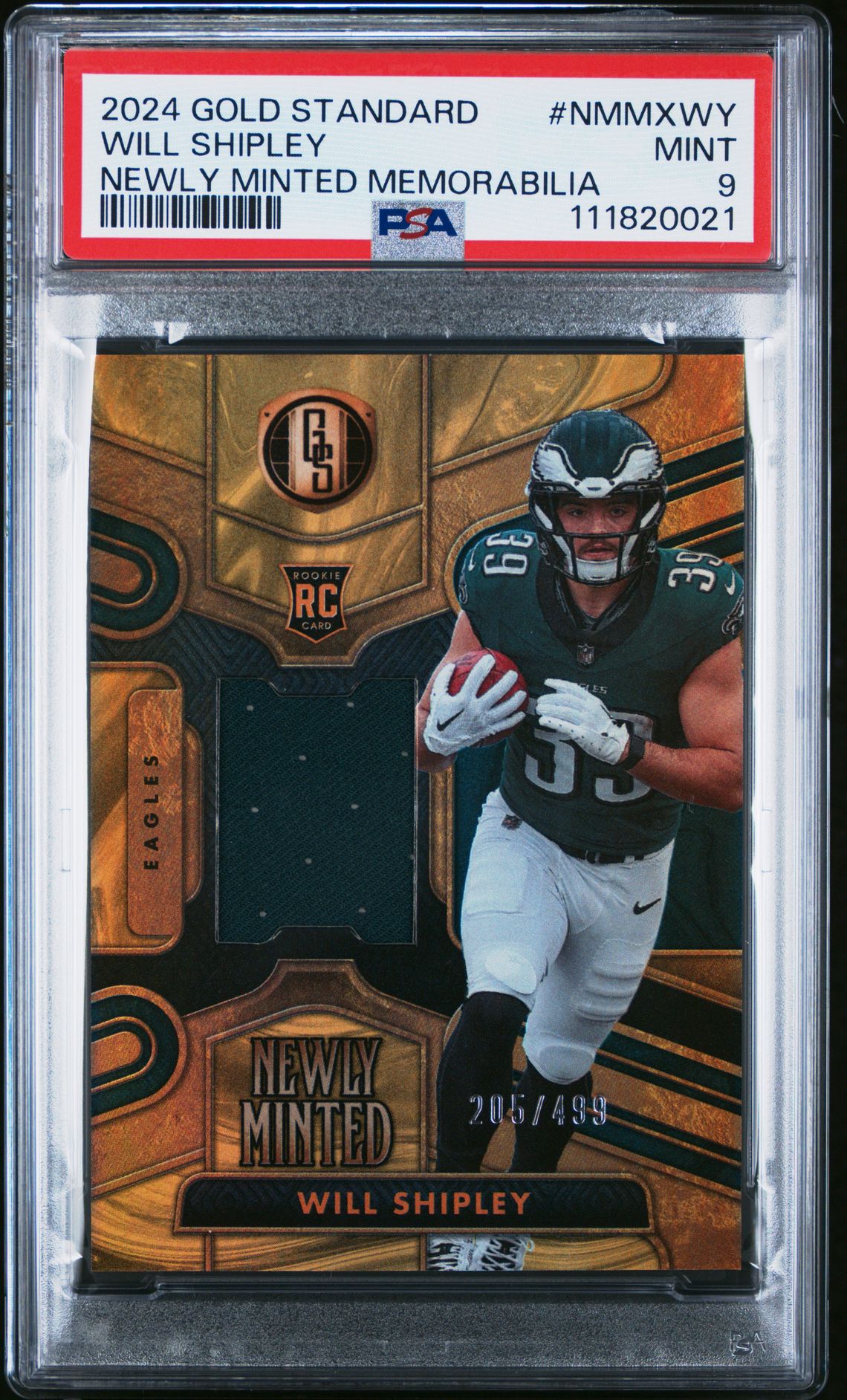 2024 Panini Gold Standard Newly Minted Memorabilia Will Shipley #Nmmxwy Mint 9 front