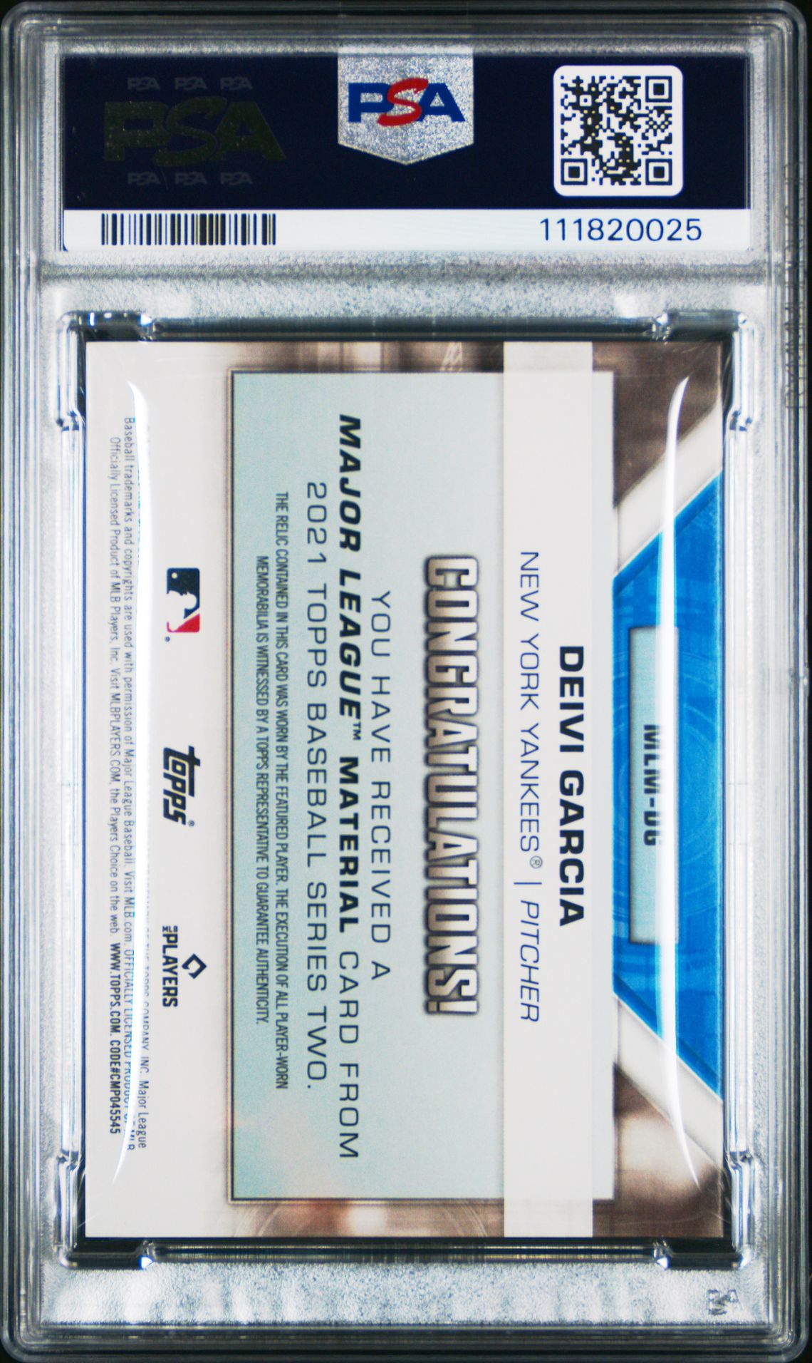 2021 Topps Update Major League Material Deivi Garcia #Mlmdg (Major League Material) Gem Mt 10 back