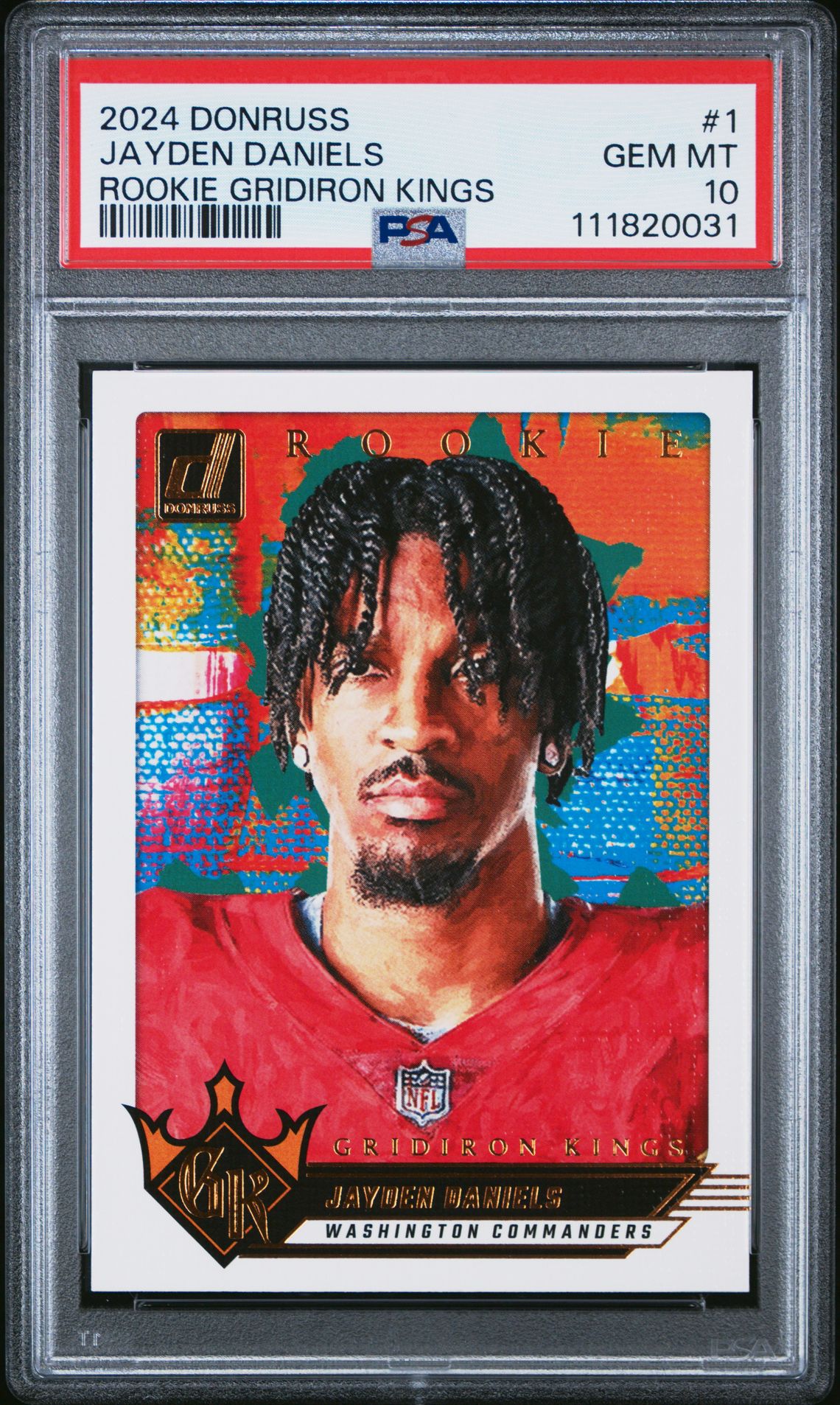 2024 Panini Donruss Rookie Gridiron Kings Jayden Daniels #1 Gem Mt 10 front