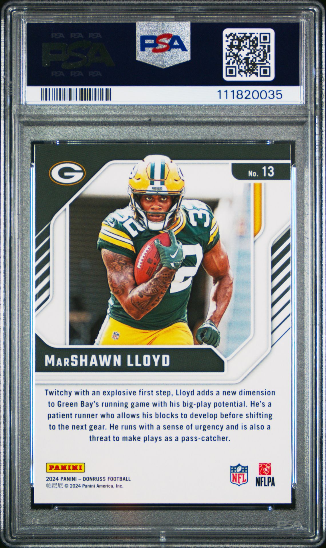 2024 Panini Donruss The Elite Series Rookies Marshawn Lloyd #13 Gem Mt 10 back