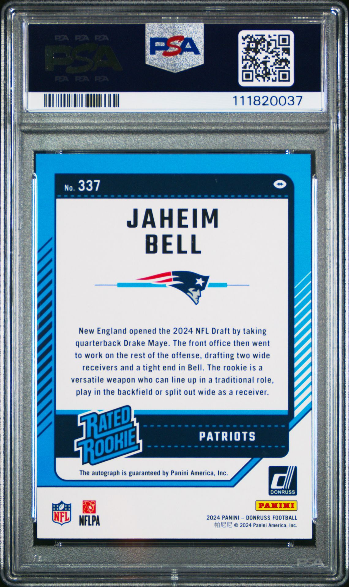 2024 Panini Donruss Jaheim Bell #337 (Autograph) Mint 9 back