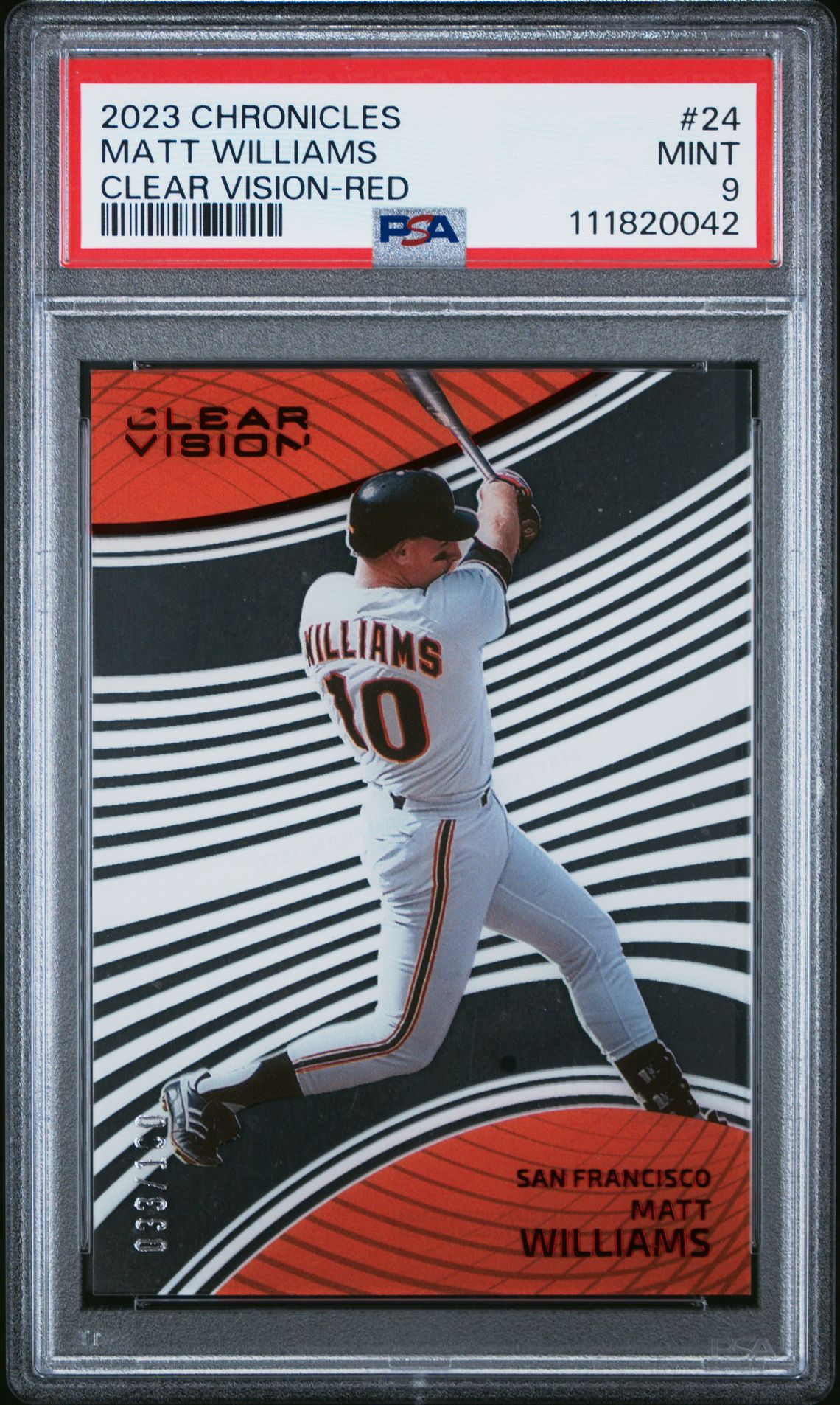 2023 Panini Chronicles Clear Vision Matt Williams #24 (Clear Vision-Red) Mint 9 front