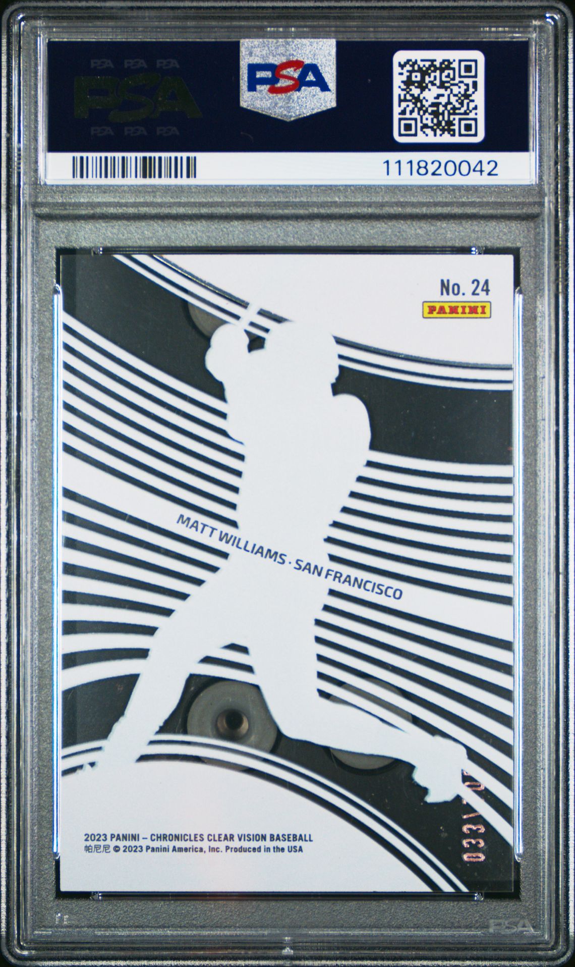 2023 Panini Chronicles Clear Vision Matt Williams #24 (Clear Vision-Red) Mint 9 back