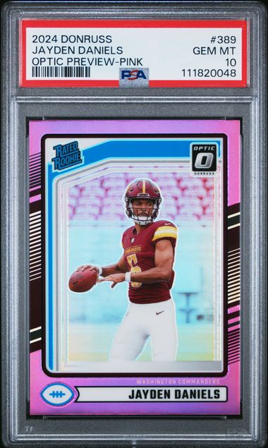 2024 Panini Donruss Jayden Daniels #389 (Optic Preview-Pink) Gem Mt 10 front
