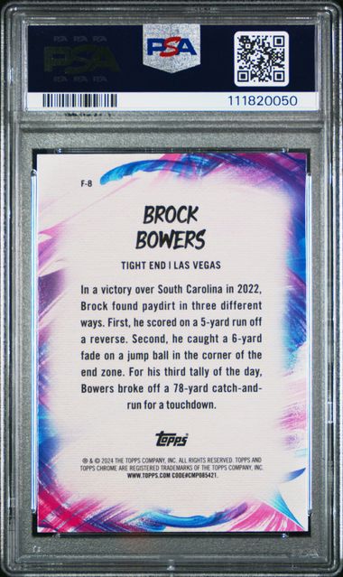 2024 Topps Chrome Finesse Brock Bowers #F8 (Finesse-Pink Refractor) Gem Mt 10 back