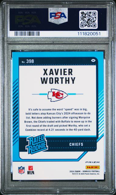 2024 Panini Donruss Xavier Worthy #398 (Optic Preview-Red Wave) Mint 9 back