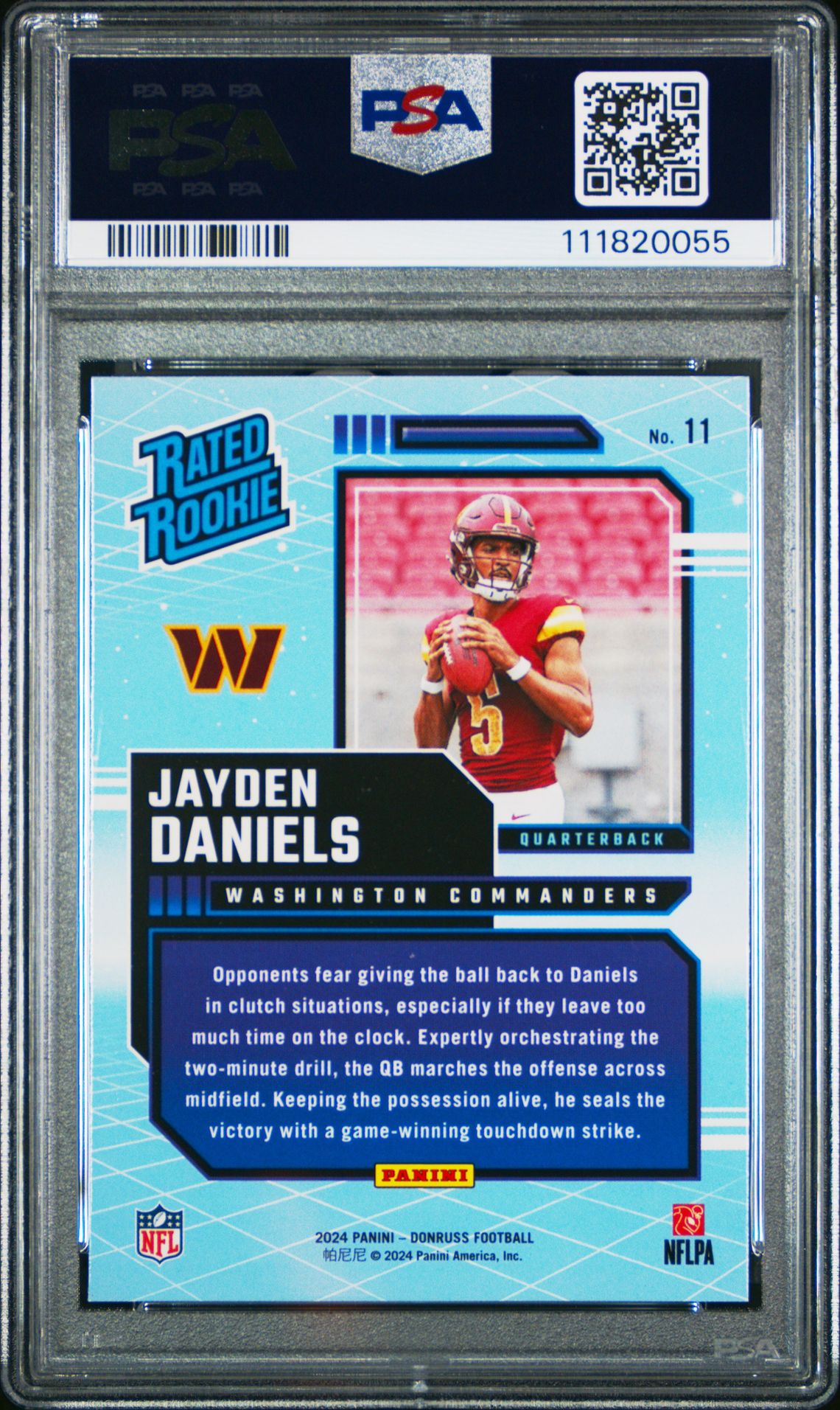 2024 Panini Donruss Rated Rookies Retro Jayden Daniels #11 Mint 9 back