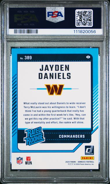 2024 Panini Donruss Jayden Daniels #389 Gem Mt 10 back