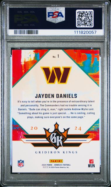 2024 Panini Donruss Rookie Gridiron Kings Jayden Daniels #1 Gem Mt 10 back