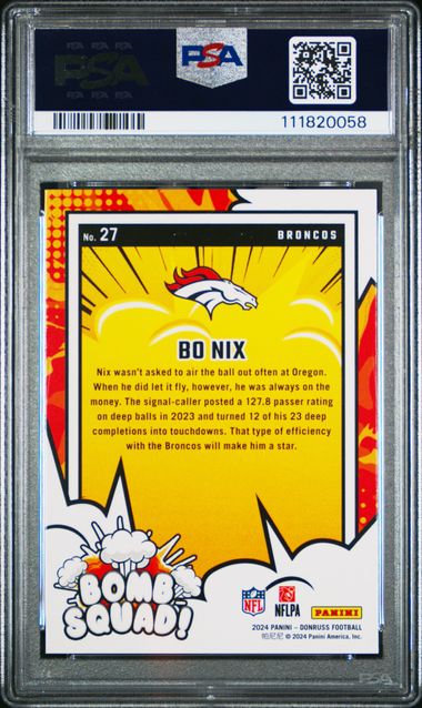 2024 Panini Donruss Bomb Squad Bo Nix #27 Mint 9 back