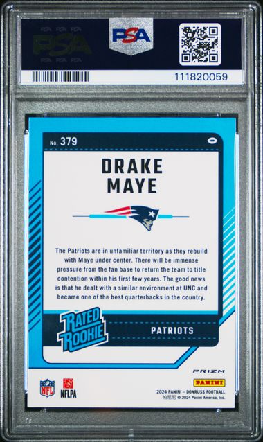 2024 Panini Donruss Drake Maye #379 (Optic Preview-Red Wave) Mint 9 back