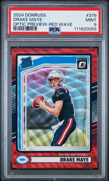 2024 Panini Donruss Drake Maye #379 (Optic Preview-Red Wave) Mint 9 front