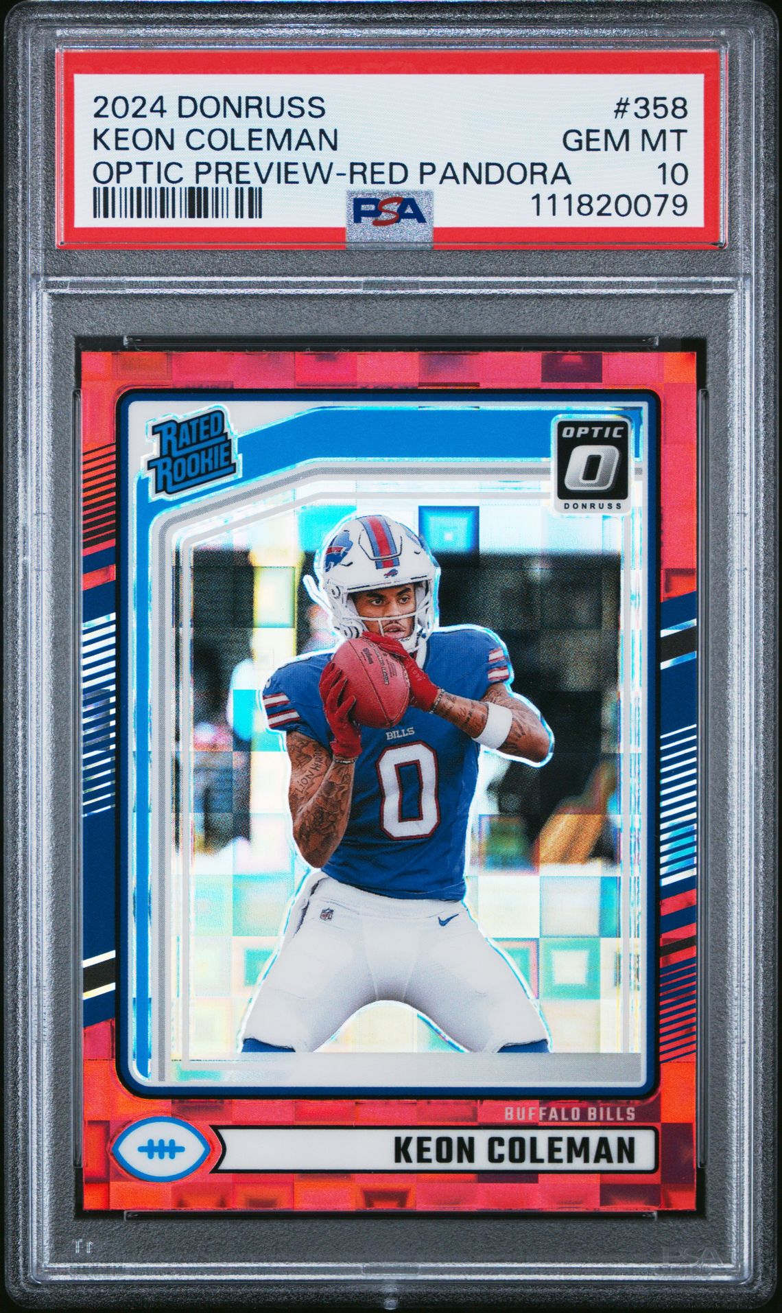 2024 Panini Donruss Keon Coleman #358 (Optic Preview-Red Pandora) Gem Mt 10 front