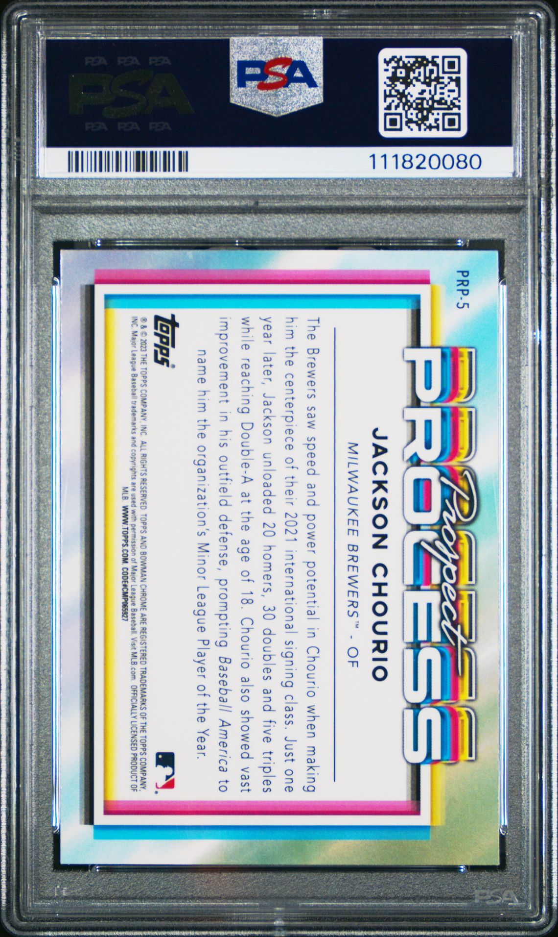 2023 Bowman Chrome Prospect Process Jackson Chourio #Prp5 Nm-Mt 8 back