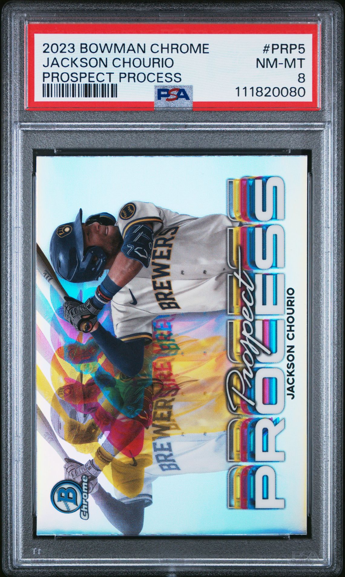 2023 Bowman Chrome Prospect Process Jackson Chourio #Prp5 Nm-Mt 8 front