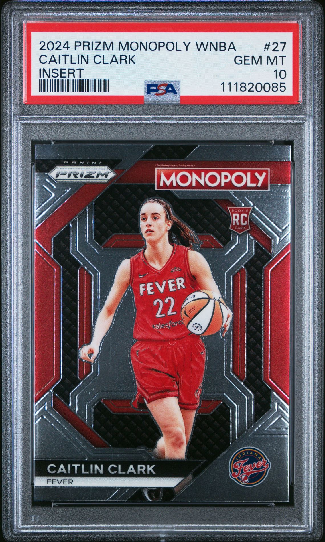 2024 Panini Prizm Monopoly Wnba Insert Caitlin Clark #27 (Insert) Gem Mt 10 front