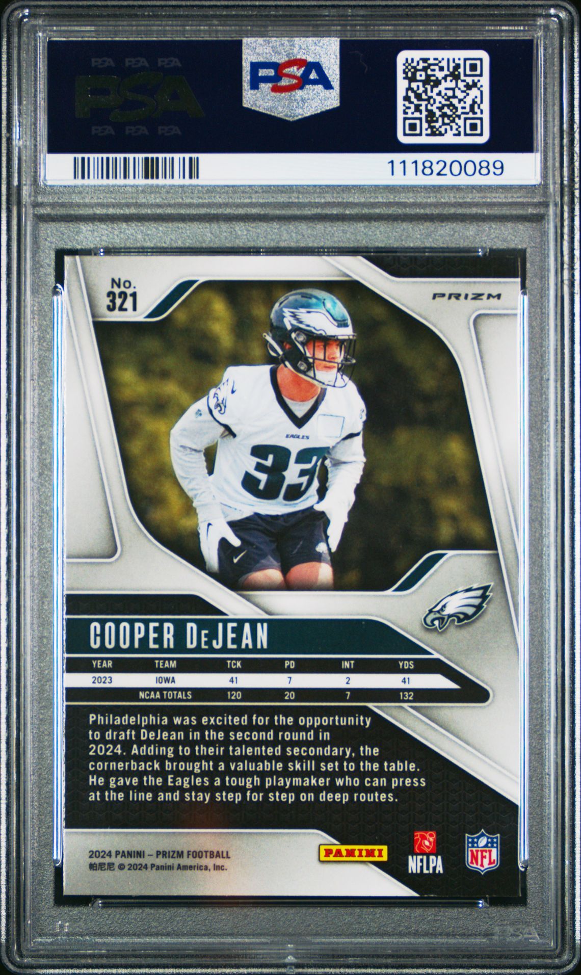2024 Panini Prizm Cooper Dejean #321 (No Huddle) Gem Mt 10 back