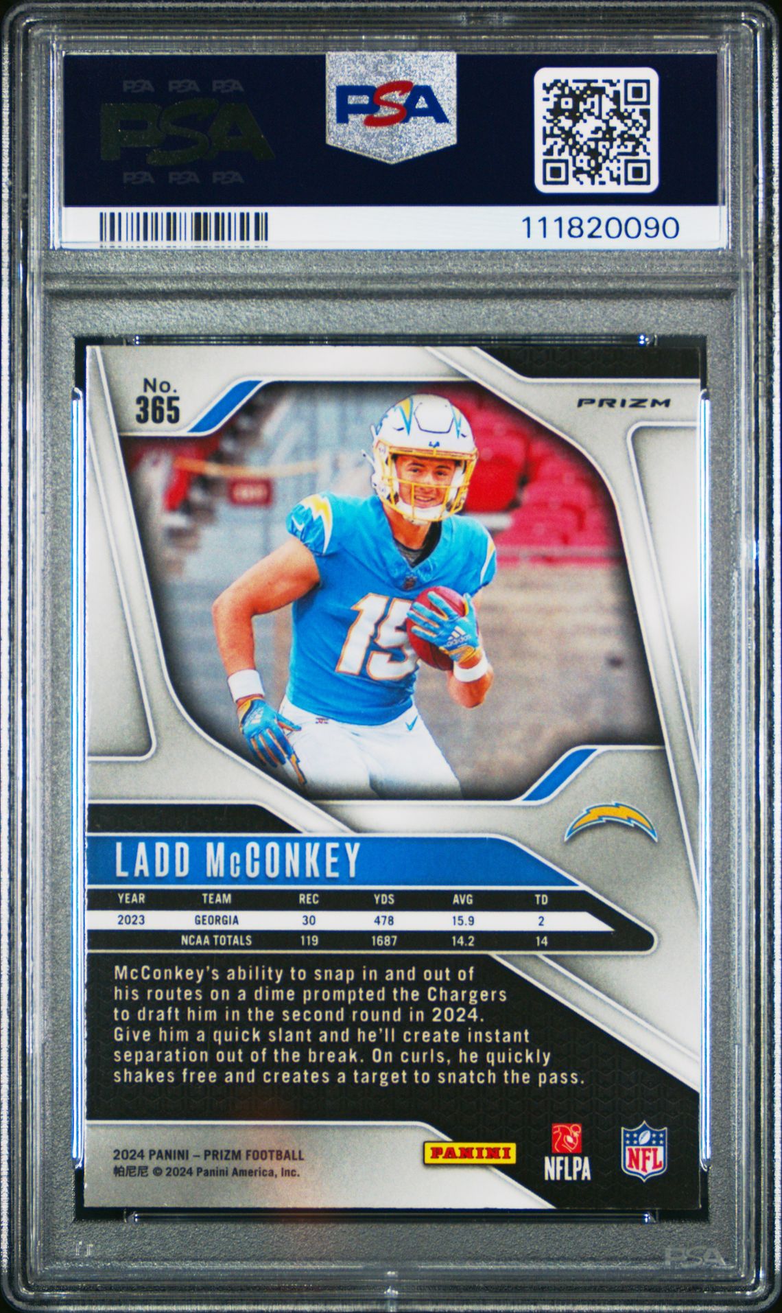 2024 Panini Prizm Ladd Mcconkey #365 (Silver Prizm) Gem Mt 10 back