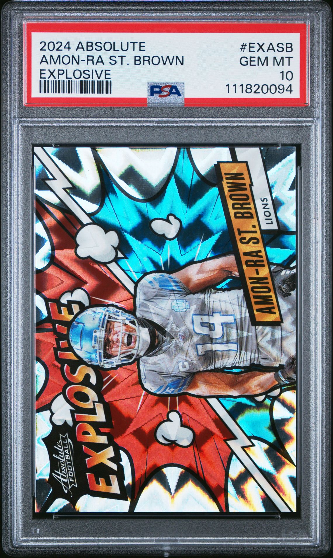 2024 Panini Absolute Explosive Amon-Ra St. Brown #Exasb Gem Mt 10 front