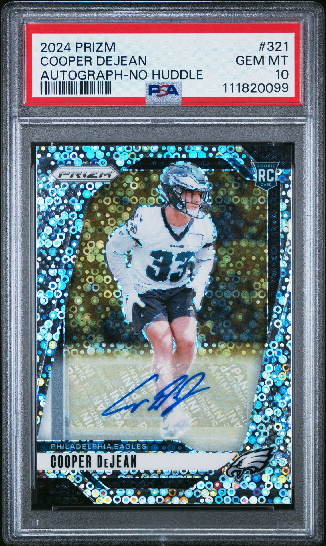 2024 Panini Prizm Cooper Dejean #321 (Autograph-No Huddle) Gem Mt 10 front
