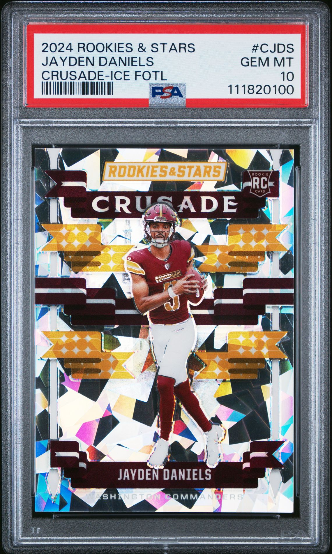 2024 Panini Rookies & Stars Crusade Jayden Daniels #Cjds (Crusade-Ice Fotl) Gem Mt 10 front