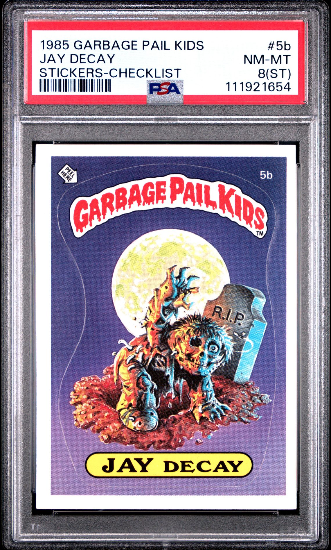1985 Topps GARBAGE PAIL KIDS STICKERS STICKERS-CHECKLIST #5B Jay Decay front