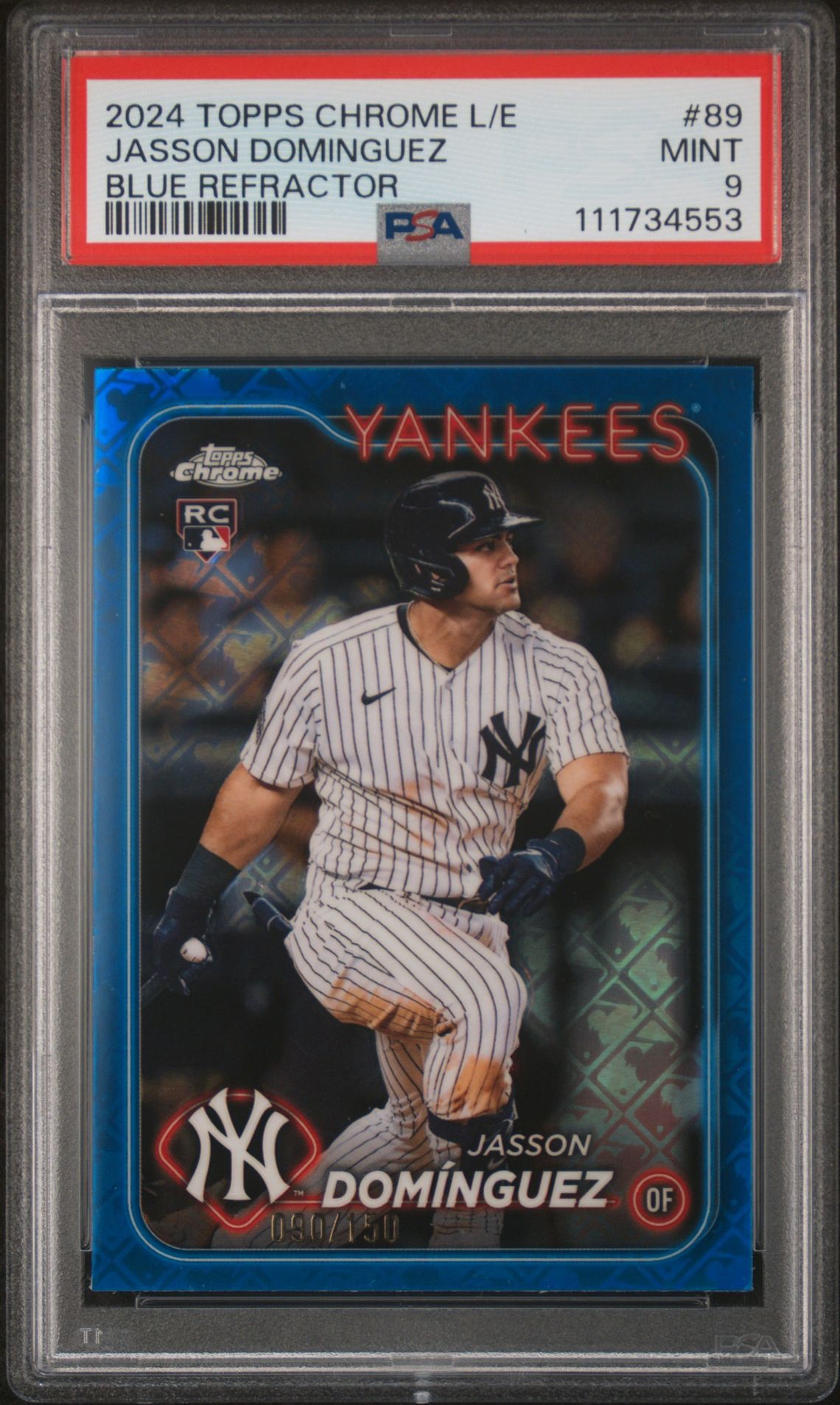 2024 Topps TOPPS CHROME LOGOFRACTOR EDITION BLUE REFRACTOR #89 Jasson Dominguez front
