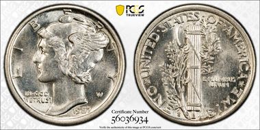 1927-S 10C AU58FB