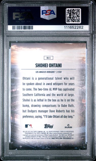 2025 Topps Home Field Advantage Shohei Ohtani #Ha5 Gem Mt 10 back