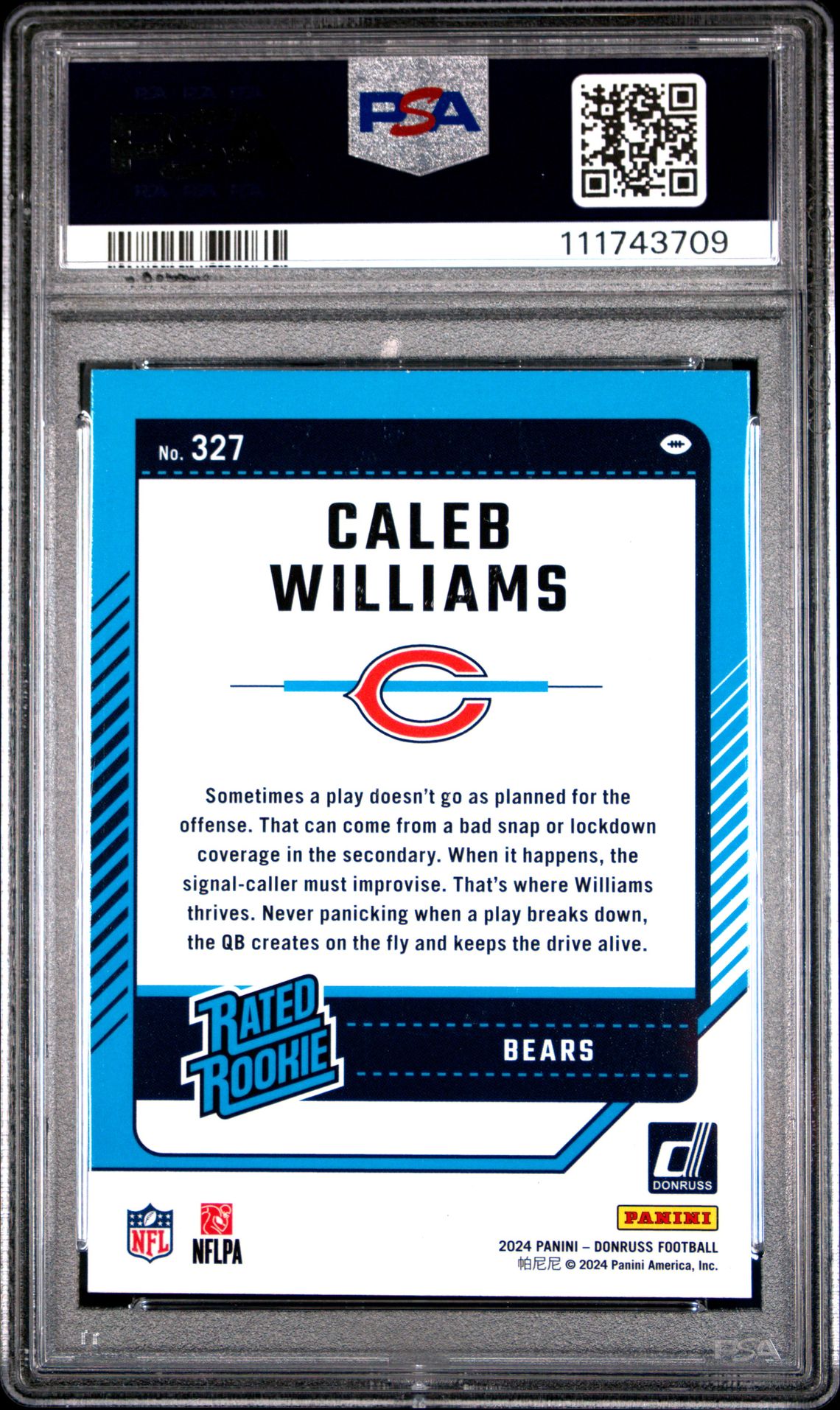 2024 Panini Donruss Caleb Williams #327 Gem Mt 10 back