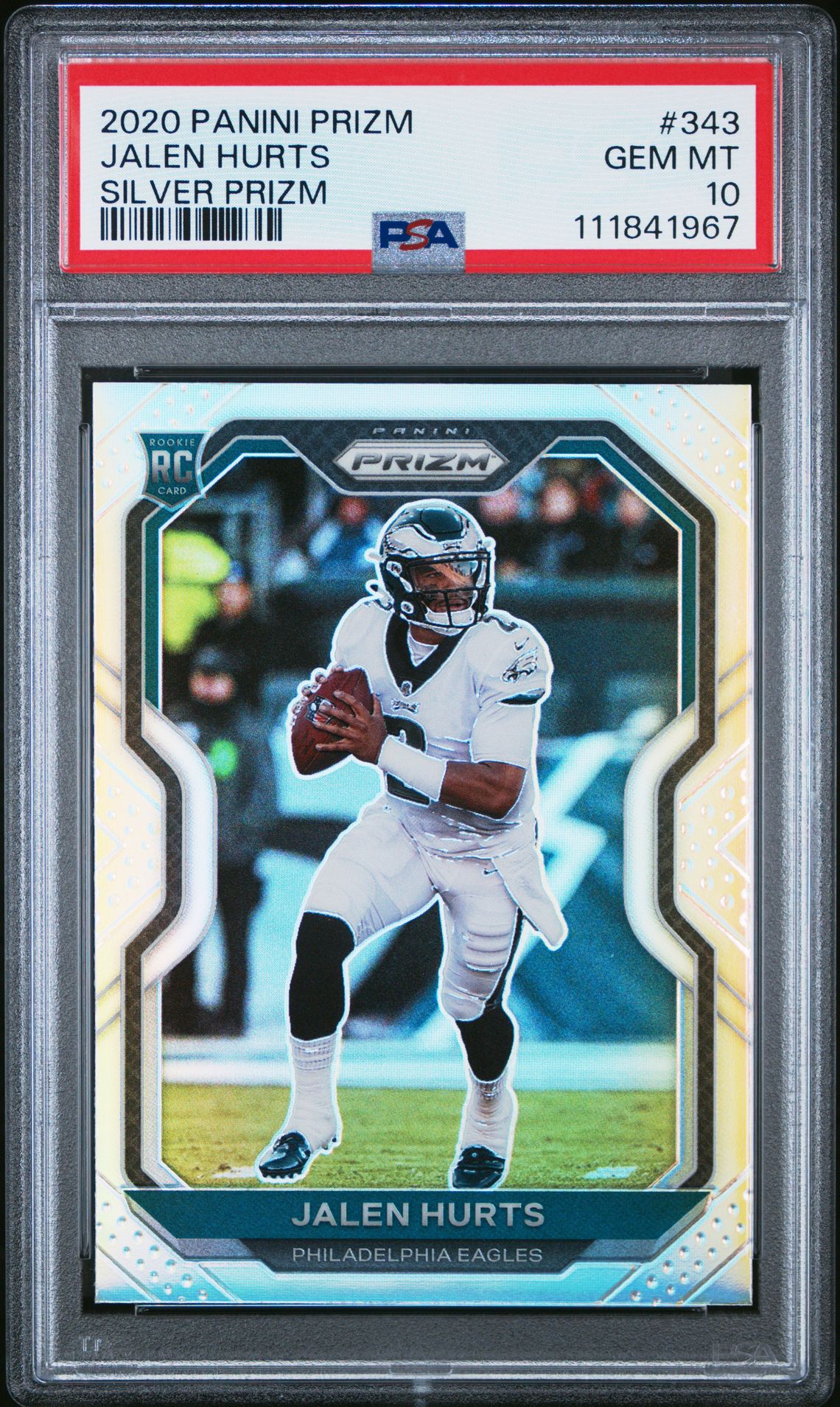 2020 Panini Prizm Jalen Hurts #343 (Silver Prizm) Gem Mt 10 front