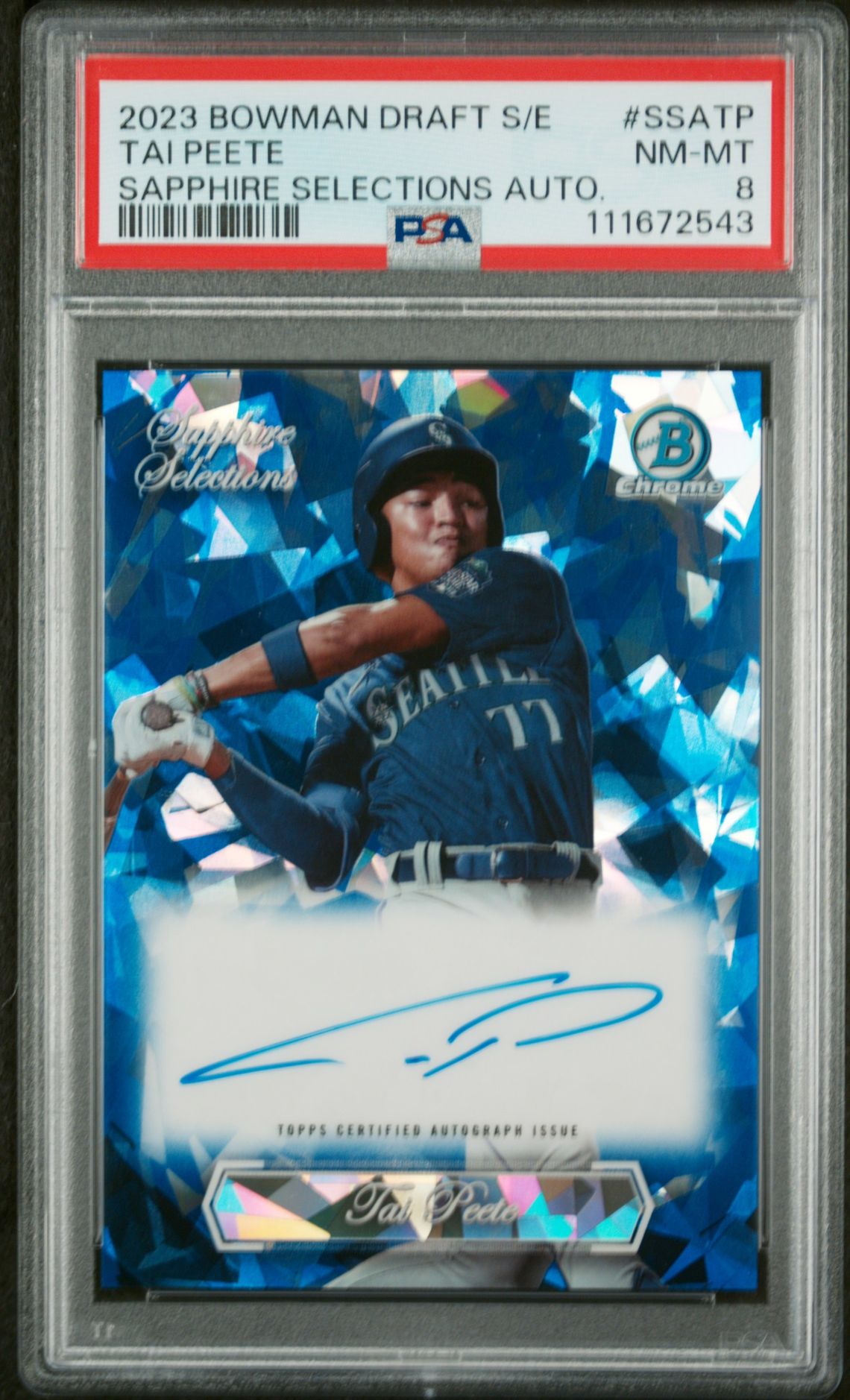 2023 Bowman BOWMAN DRAFT SAPPHIRE EDITION SAPPHIRE SELECTIONS AUTOGRAPH #SSATP Tai Peete front