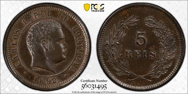 1892/1 5 Reis MS63BN