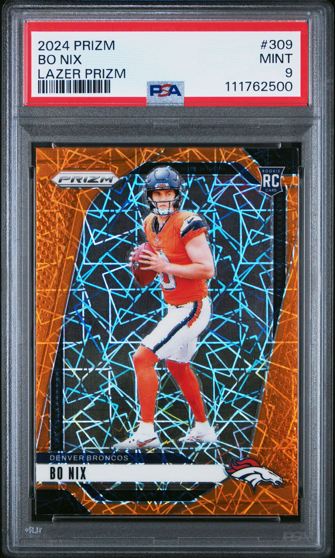 2024 Panini Prizm Bo Nix #309 (Lazer Prizm) Mint 9 front