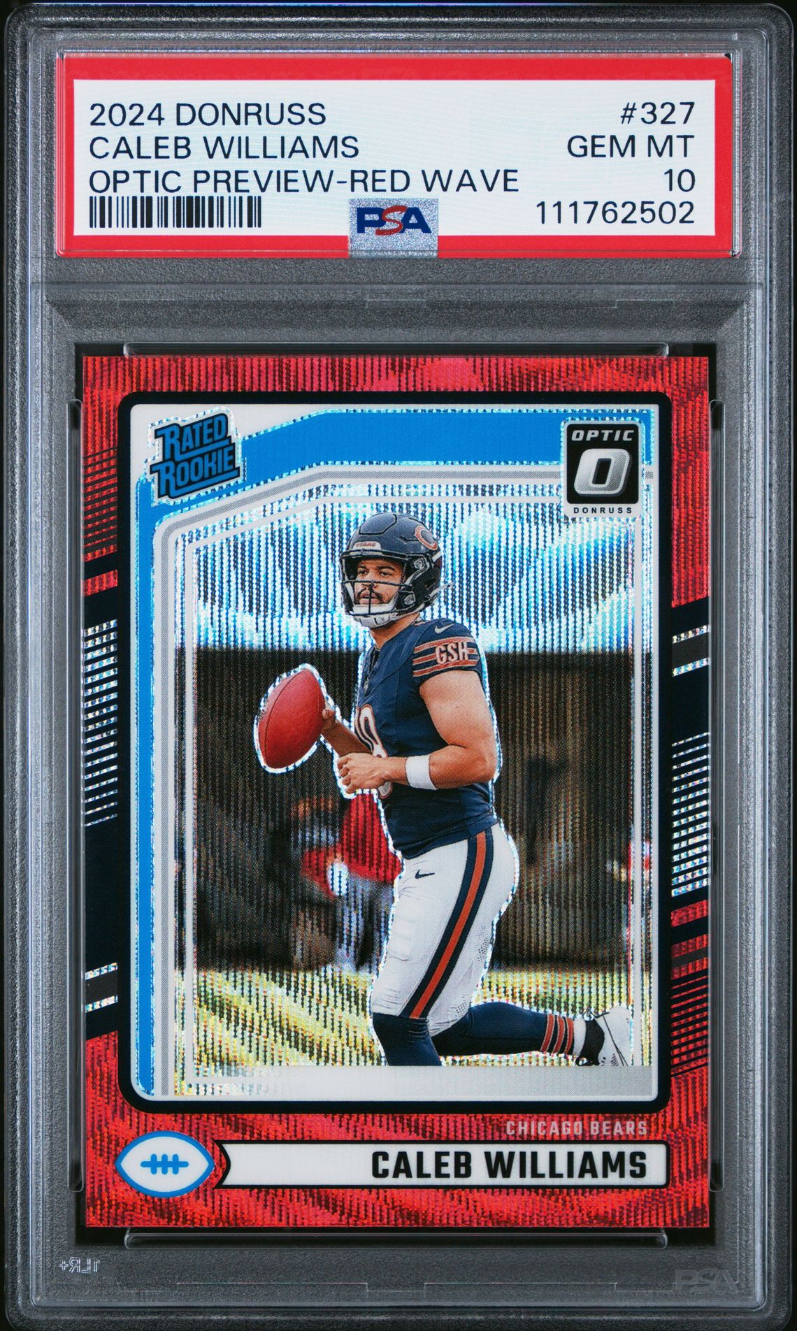 2024 Panini Donruss Caleb Williams #327 (Optic Preview-Red Wave) Gem Mt 10 front