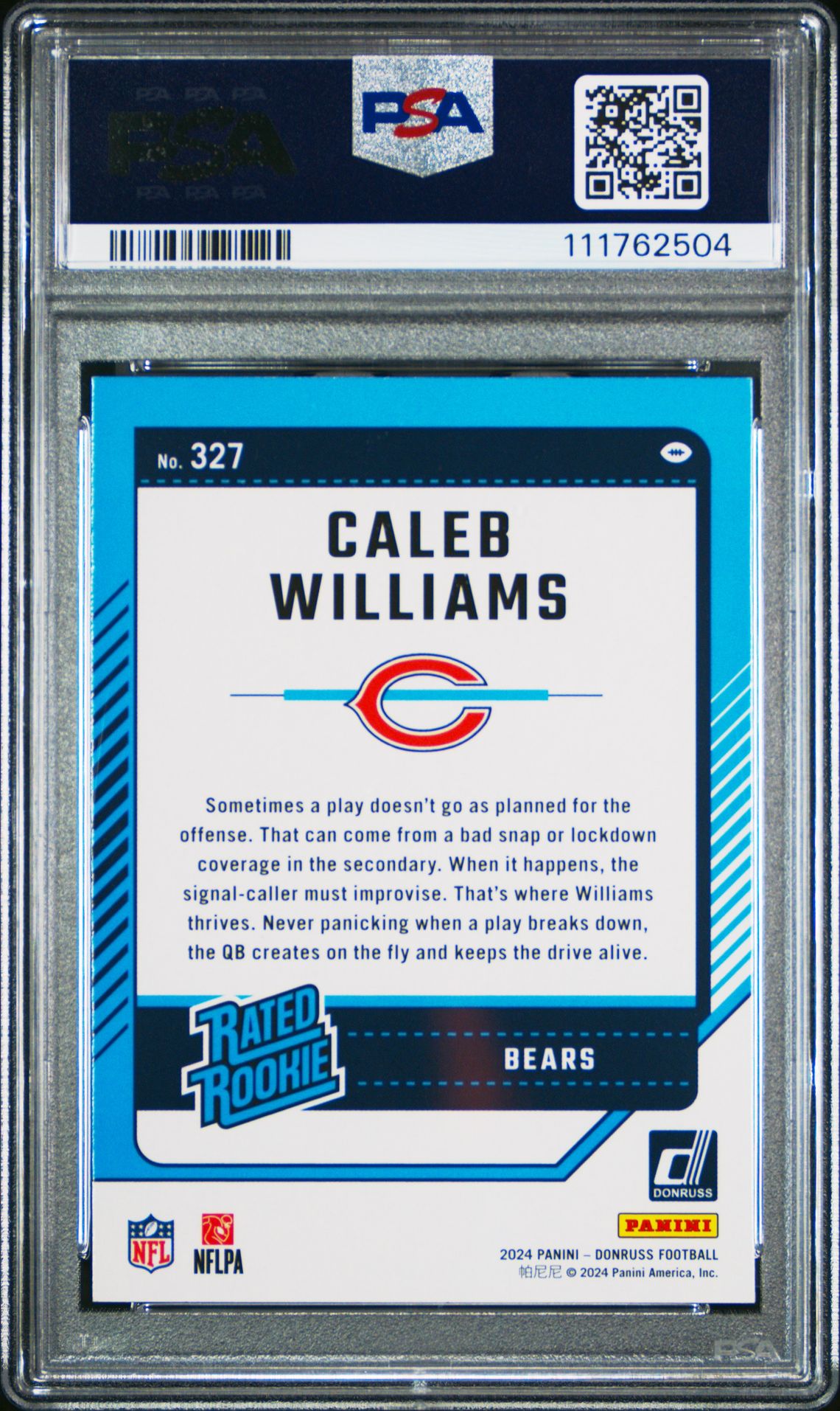 2024 Panini Donruss Caleb Williams #327 Mint 9 back