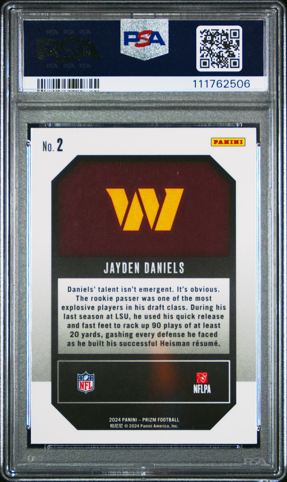 2024 Panini Prizm Emergent Jayden Daniels #2 Mint 9 back
