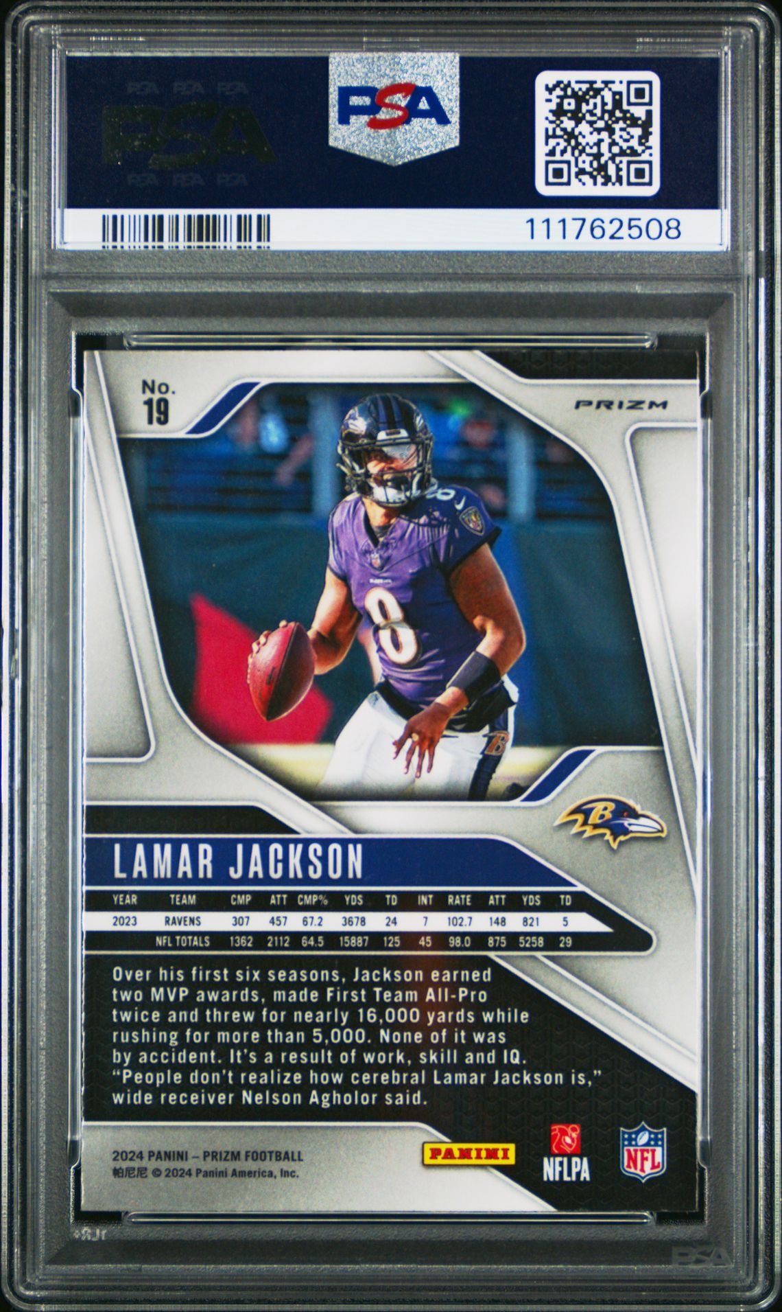 2024 Panini Prizm Lamar Jackson #19 (Disco Prizm) Gem Mt 10 back