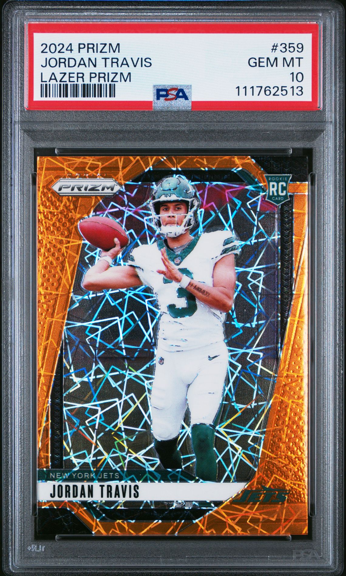 2024 Panini Prizm Jordan Travis #359 (Lazer Prizm) Gem Mt 10 front