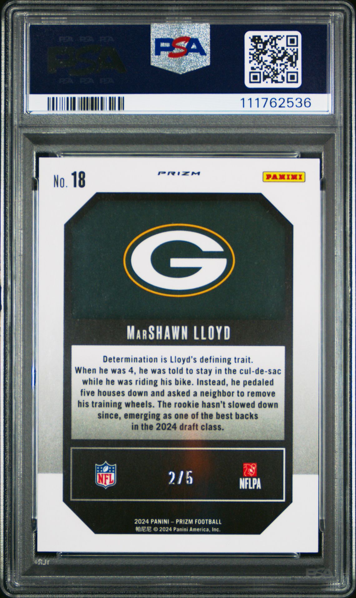 2024 Panini Prizm Emergent Marshawn Lloyd #18 (Emergent-Gold Vinyl) Mint 9 back