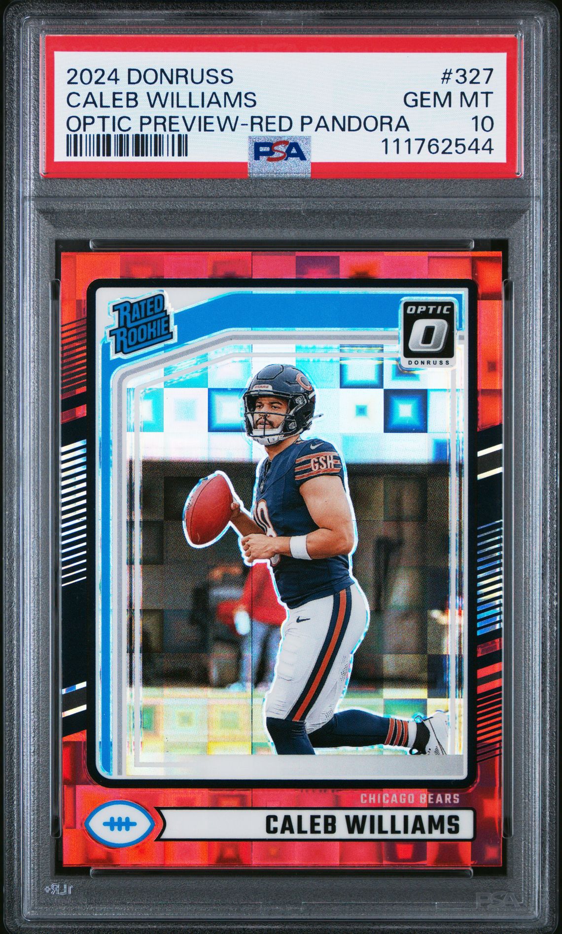 2024 Panini Donruss Caleb Williams #327 (Optic Preview-Red Pandora) Gem Mt 10 front