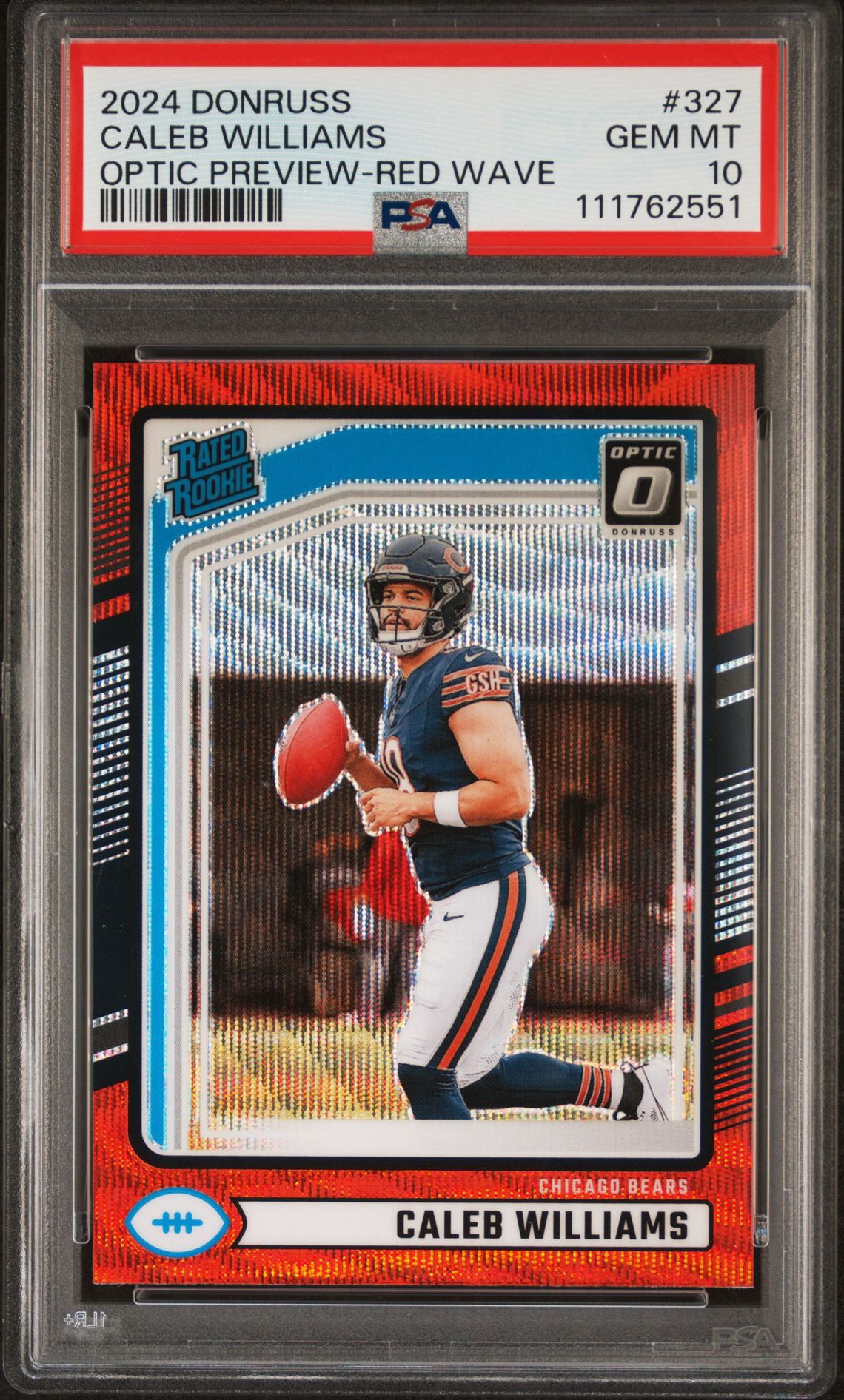 2024 Panini Donruss Caleb Williams #327 (Optic Preview-Red Wave) Gem Mt 10 front