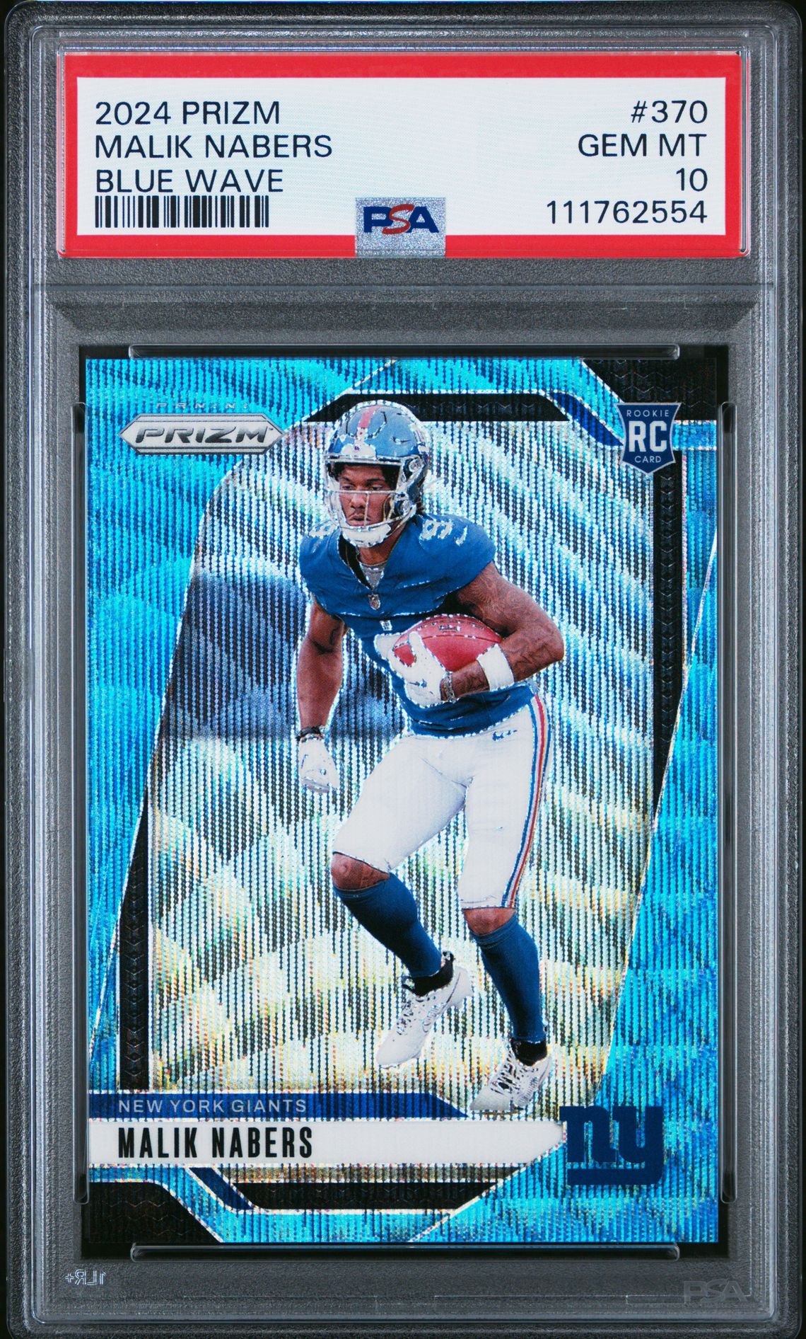 2024 Panini Prizm Malik Nabers #370 (Blue Wave) Gem Mt 10 front