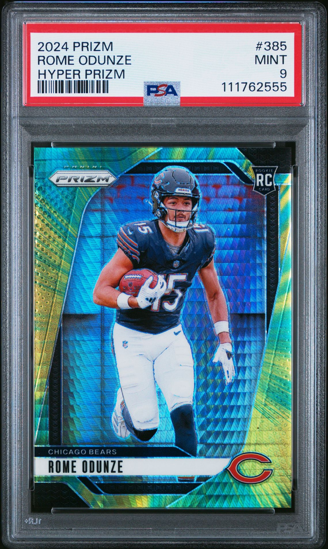 2024 Panini Prizm Rome Odunze #385 (Hyper Prizm) Mint 9 front