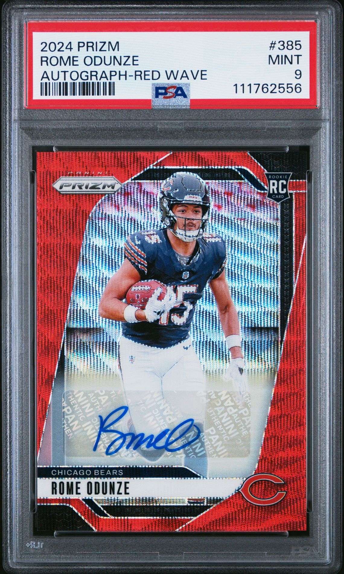 2024 Panini Prizm Rome Odunze #385 (Autograph-Red Wave) Mint 9 front