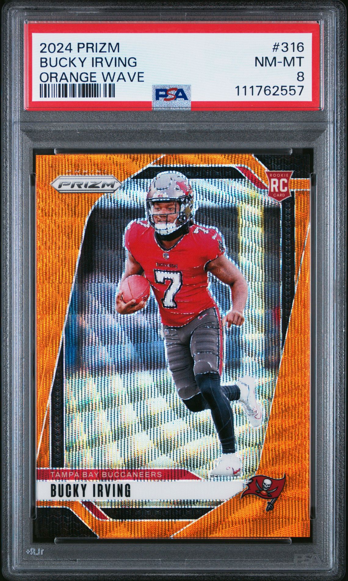 2024 Panini Prizm Bucky Irving #316 (Orange Wave) Nm-Mt 8 front